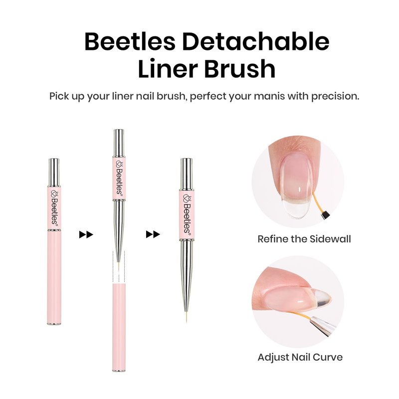 Beetles HEMA Free Builder Gel for Nails, 3 Pcs Glitter Pink Builder Nail Gel with Gel Top and Base Coat Set for Gel Polish Long Lasting Strengthening Safe Low-Sensitivity Formula Nail Gifts for Women