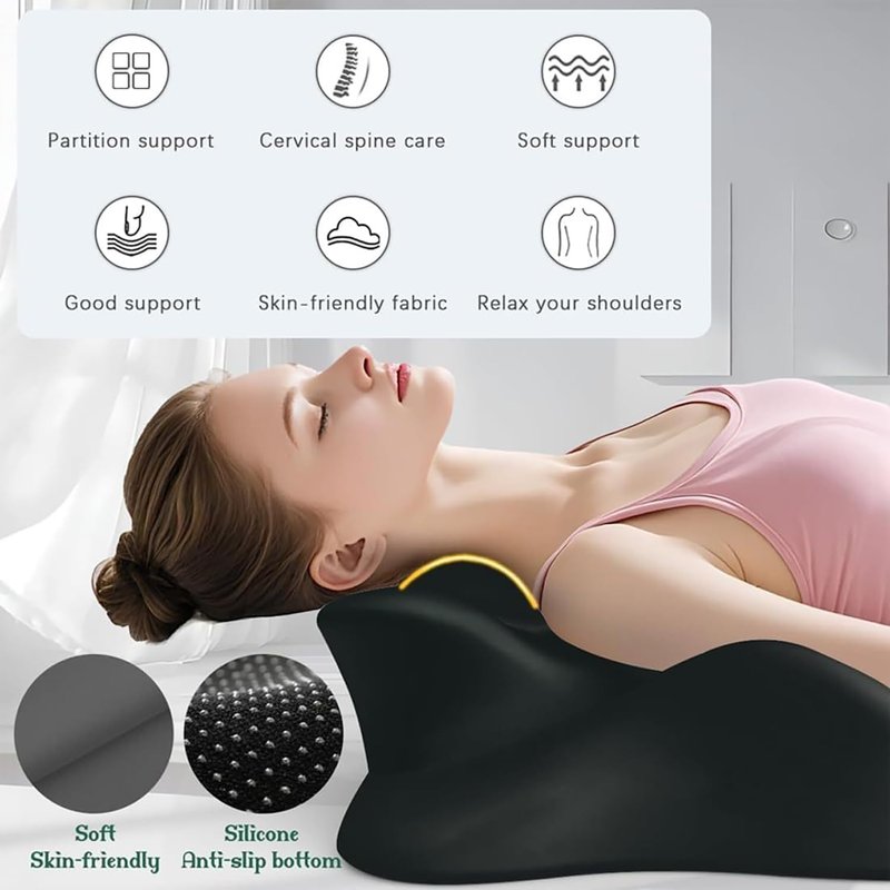 Ergonomic Memory Foam Wedge Pillow - Back & Prone Support Cushion | 27° Angle for Optimal Comfort (Black)
