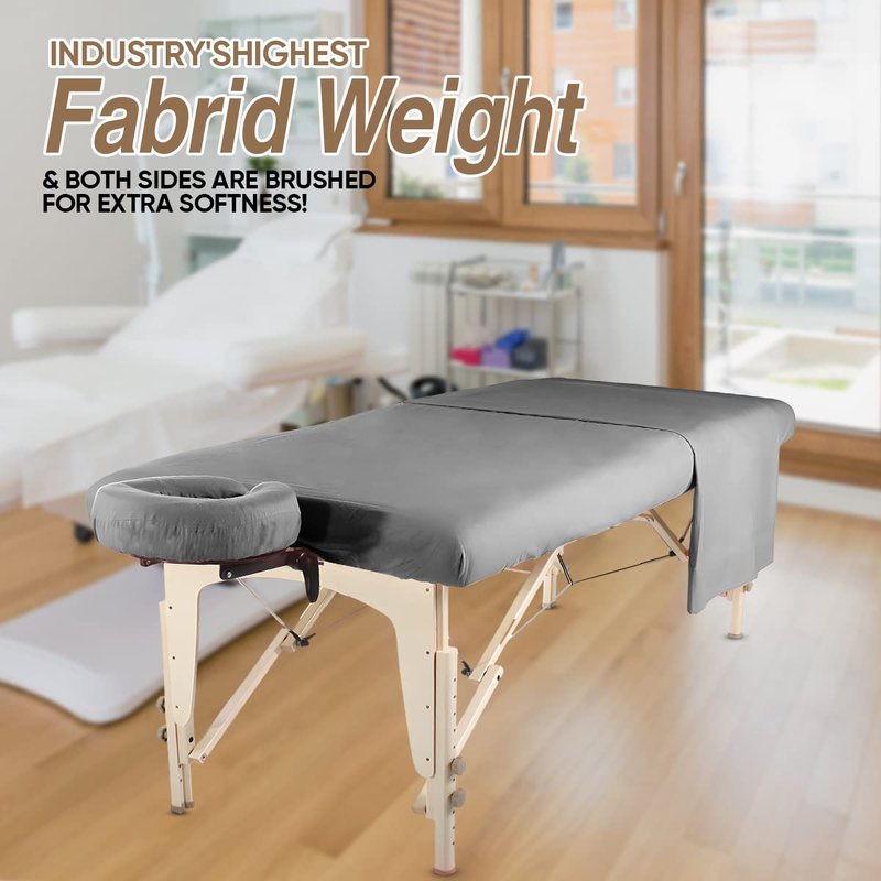 4 Sets Massage Sheet Set, Premium Facial Bed Cover Includes Flat and Fitted Sheets with Face Cradle Cover Stain and Wrinkle-Resistant, for Massage Tables, Includes Pad and Face Rest Covers