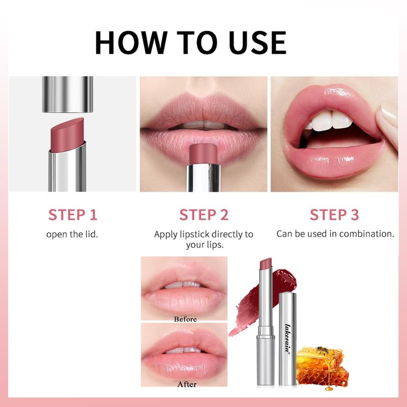 Honey Lipstick | Tinted Hydrating Lip Balm with Sheer Formula - Natural Glossy Finish (1 PC Pink)