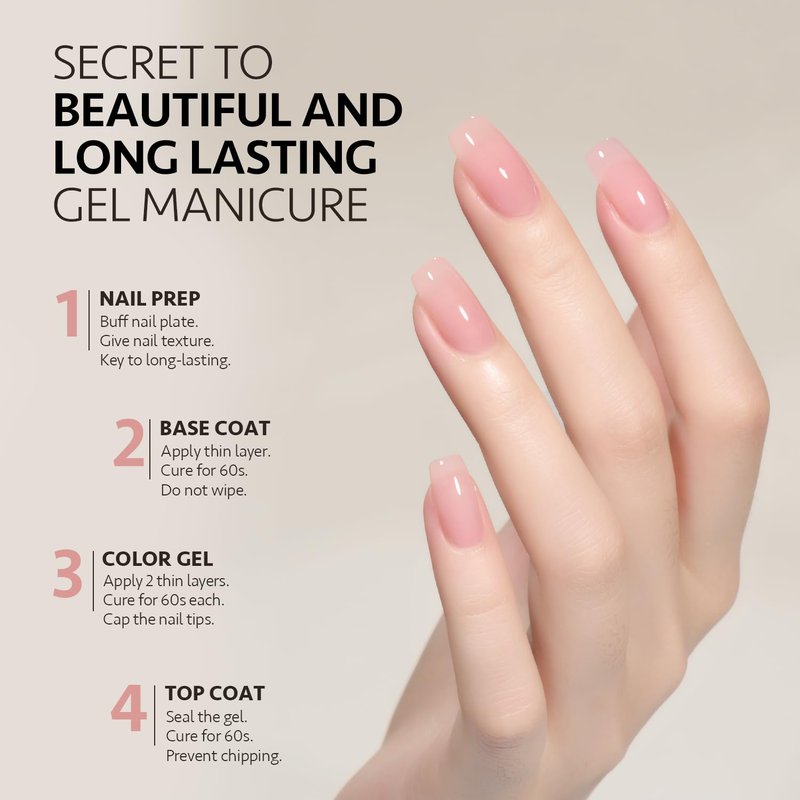 GAOY Sheer Pink Nude Gel Nail Polish, 16ml Jelly Neutral Peach Translucent Color 1355 UV Light Cure Gel Polish for Nail Art DIY Manicure and Pedicure at Home
