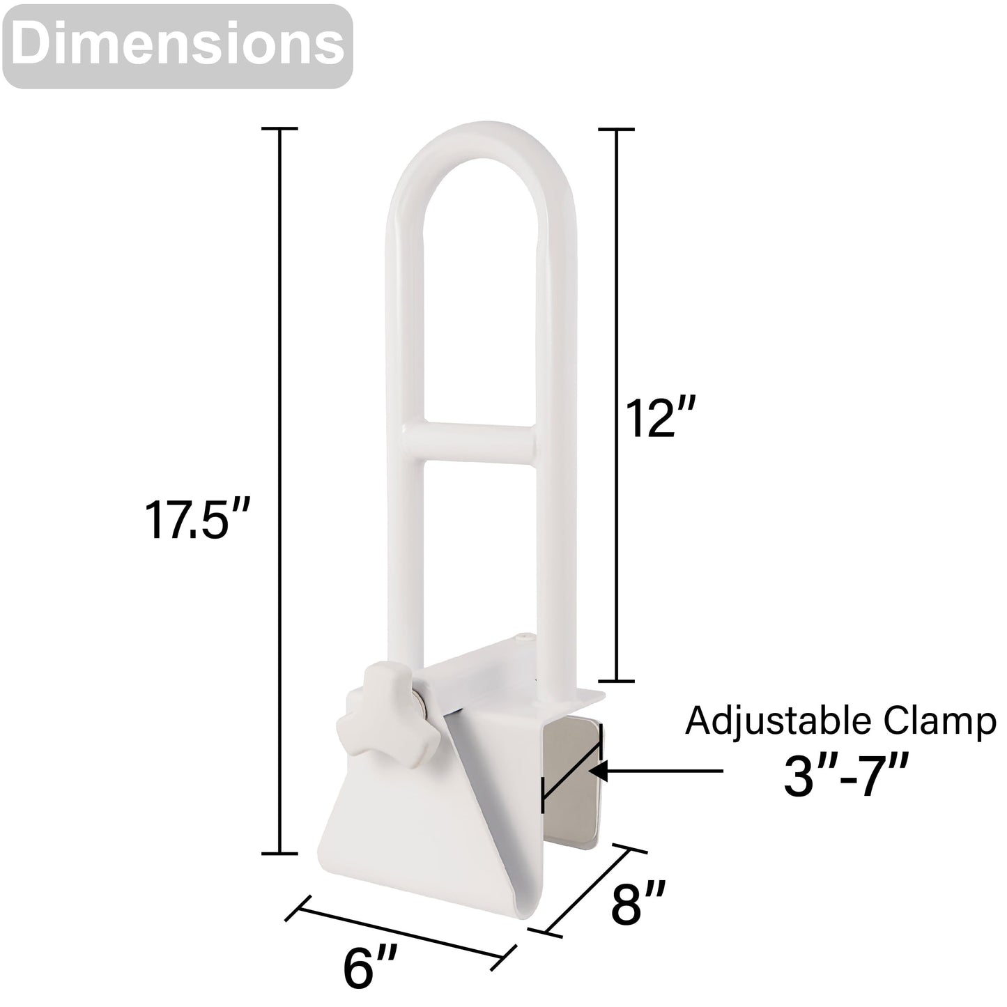 Vaunn Medical Adjustable Bathtub Safety Rail Shower Grab Bar Handle,Stainless Steel,White,(Pack of 4)