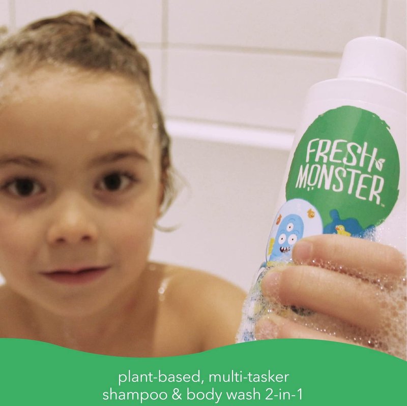 Fresh Monster 2-in-1 Natural Shampoo & Body Wash for Kids - Toxin-Free, Hypoallergenic, Ocean Splash | 2 Pack (8.5oz Each)