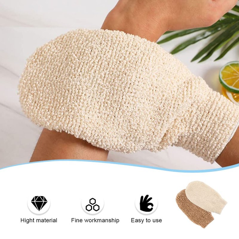 PENKOHOME 2 Pcs Shower Glove Exfoliating Glove Bath Natural Fibre Body Shower Remove for Women and Men Use in Shower