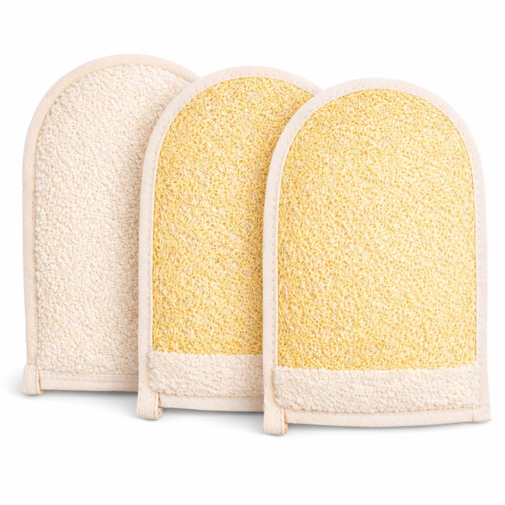 European M6 Loofah Exfoliating Body Scrubber Mitt – Dual-Sided Natural Egyptian Luffa Glove for Shower & Bath | Large Size Organic Loofah Sponge for Deep Body Cleansing | for Women & Men (2 Count)