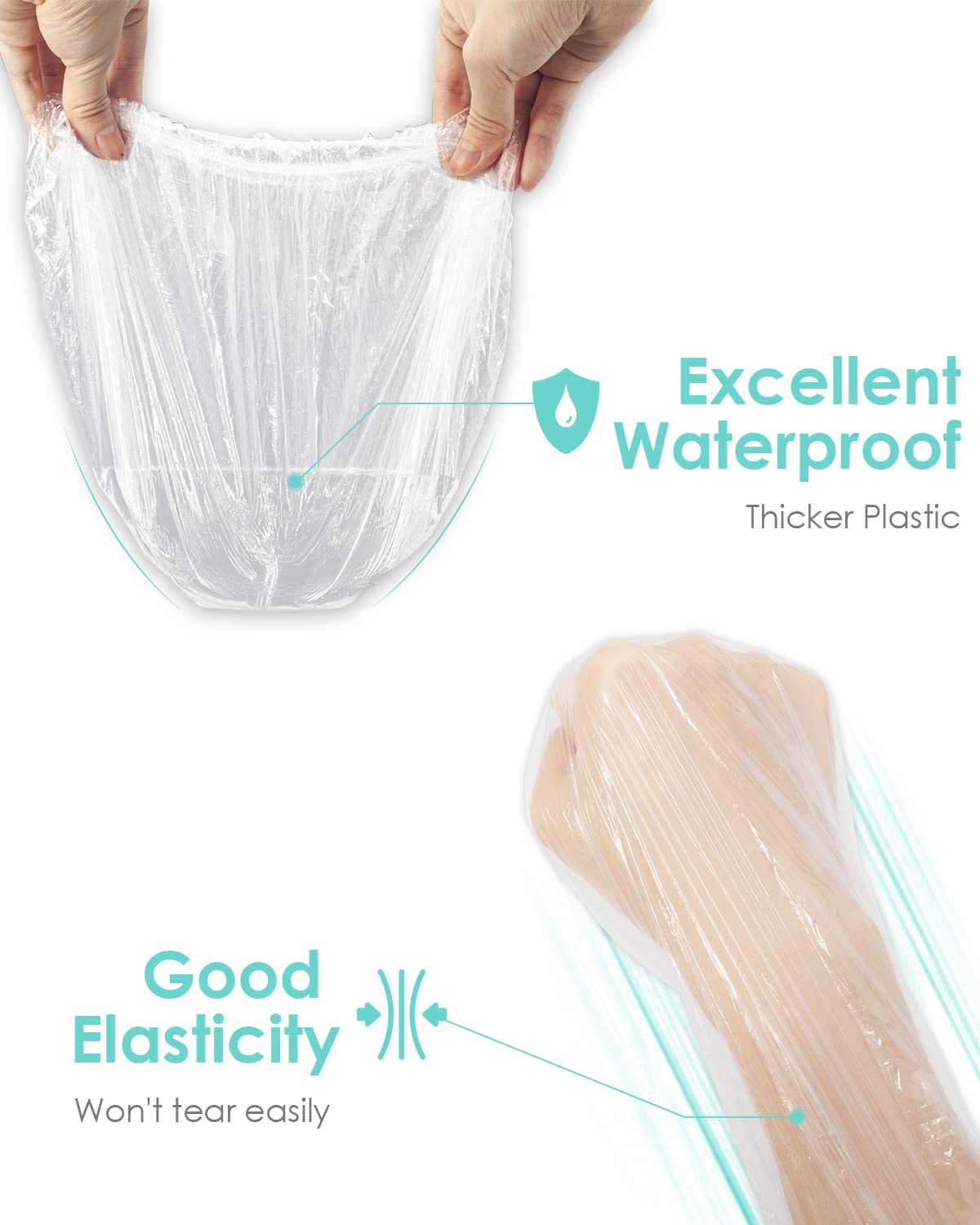 Auban Disposable Shower Caps, Plastic Clear Hair Cap