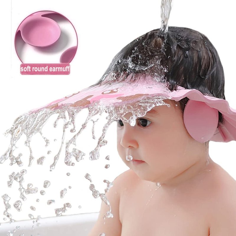 Baby Shower Cap Shampoo Cap Bath Visor Hat Kids Hair Washing Shampoo Shield Adjustable Waterproof Bath Shield Visor for 0-8 Years
