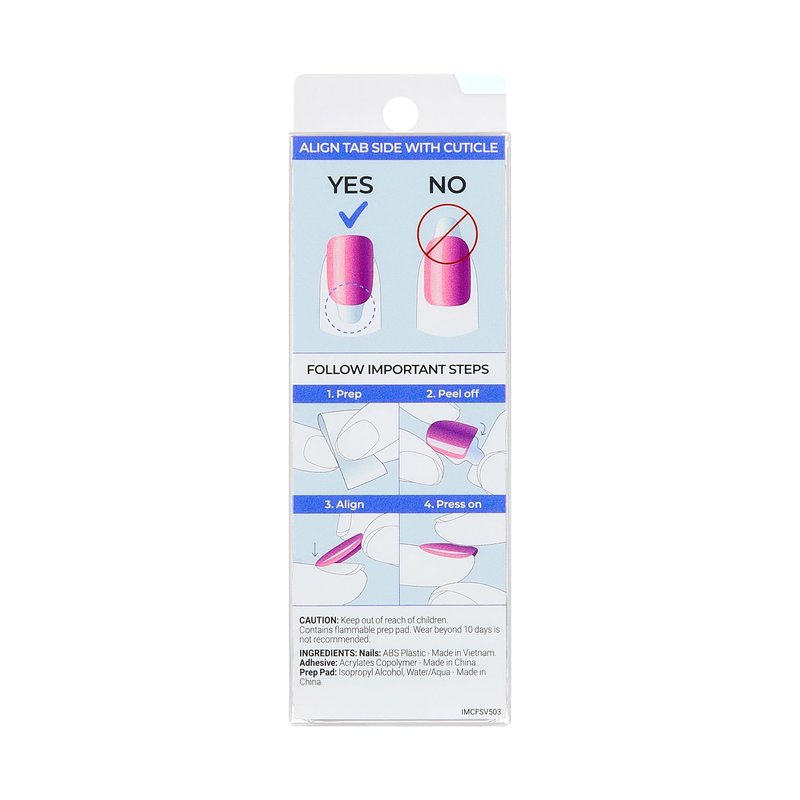 Kiss Impress No Glue Mani Press On Nails, ColorFX, 'Velvet Romance', Purple, Short Size, Squoval Shape, Includes 30 Nails, Prep Pad, Instructions Sheet, 1 Manicure Stick, 1 Mini File