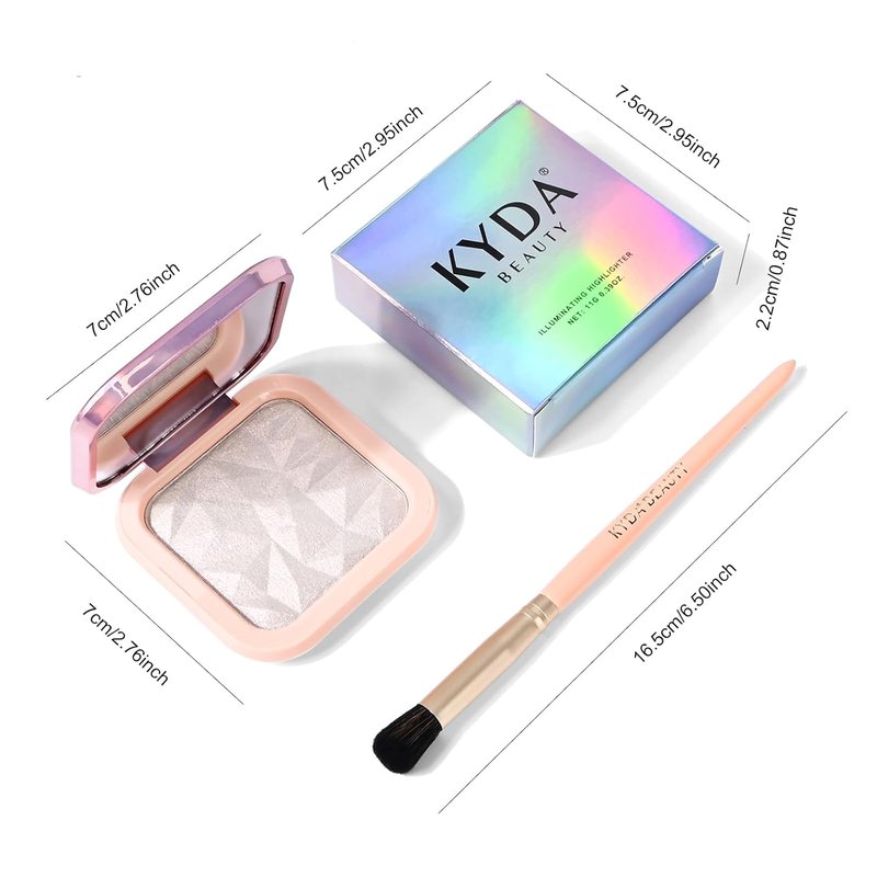 KYDA Face Highlighter Palette - High Gloss Illuminator for Natural Glow Finish | Pearl Shimmer, Long-Lasting Champagne