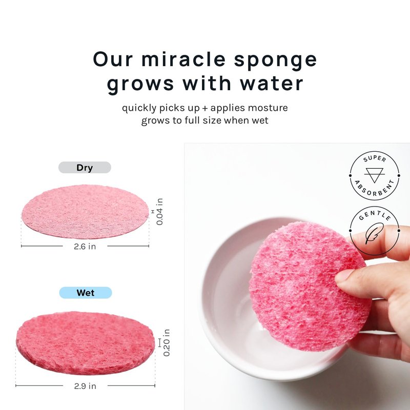 AOA Studio 50-Count Compressed Facial Sponges 100% Natural Cosmetic Spa Sponges for Facial Cleansing, Exfoliating Mask, Remove for Makeup, Dead Skin, and Dirt (50 counts, Pink)