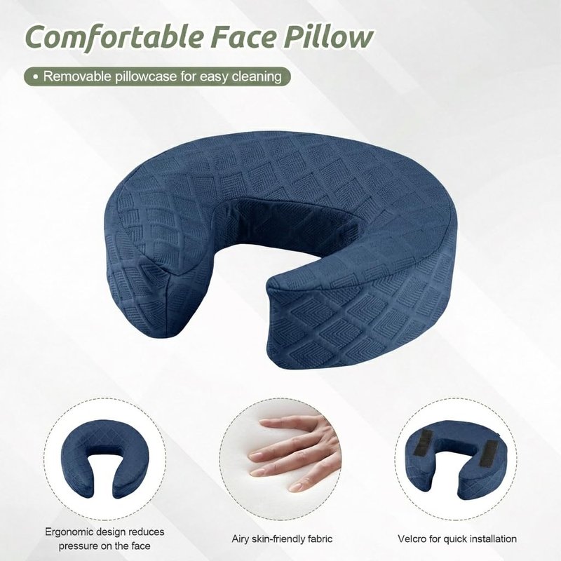Cxgros Massage Headrest for Bed, Adjustable Massage Face Cradle at Home, Portable Massage Table Kit for Sleeping Mattress, Face Down Pillow After Eye Surgery (Blue Basic Set)