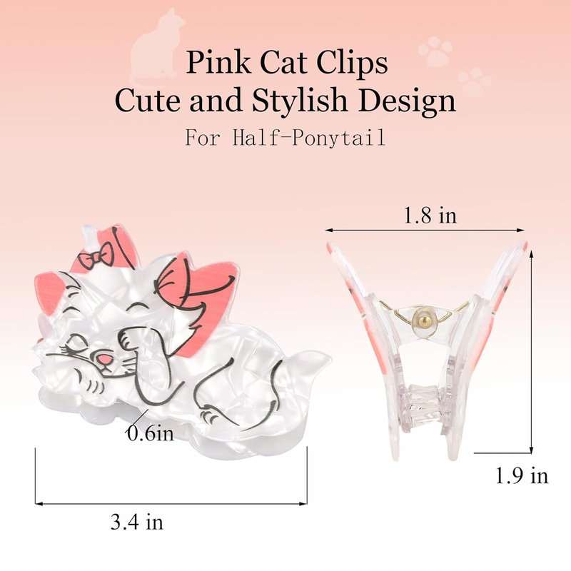 Skiennix Cat Hair Claw Clips - Funny Pink Accessories for Cat Lovers | Perfect Gift for Birthdays & Holidays