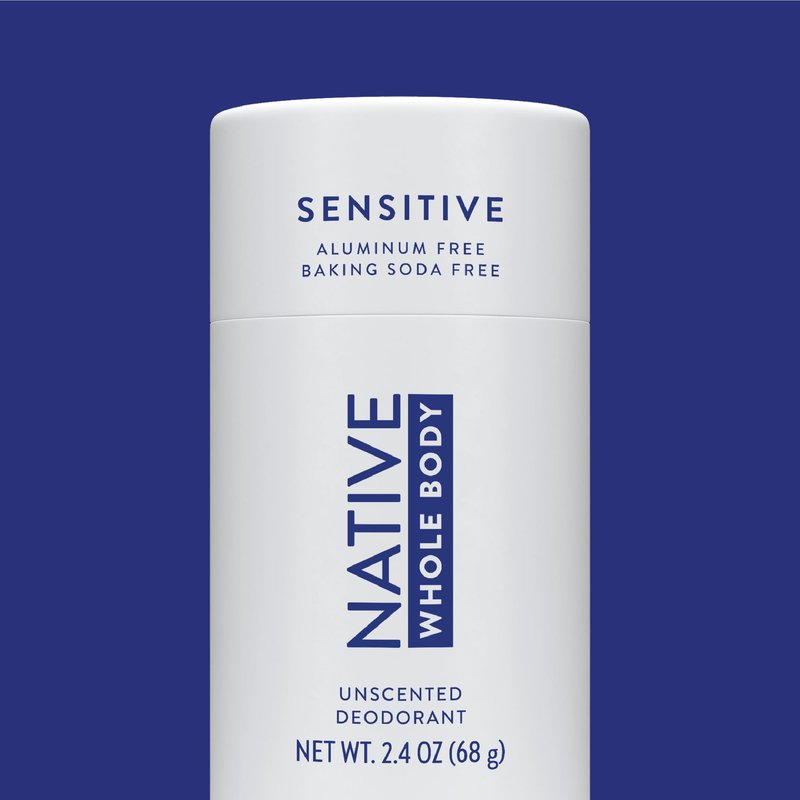 Native Whole Body Deodorant, Unscented, 72 Hour Odor Protection for Pits, Privates & More, Aluminum Free Deodorant for Men & Women with Coconut Oil & Shea Butter, 2.3oz