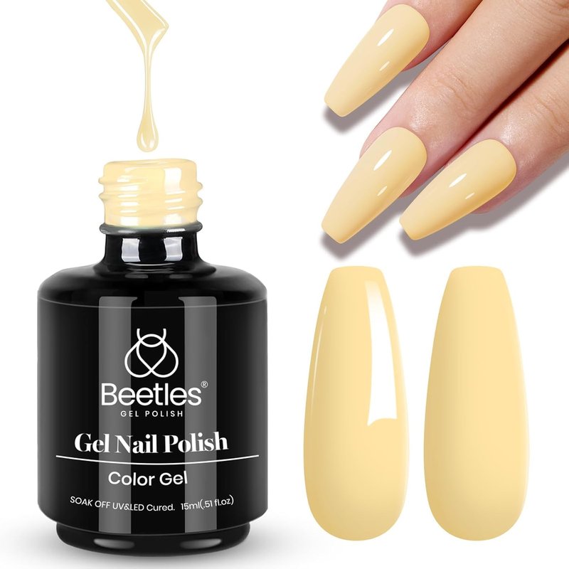 Beetles Yellow Gel Polish - Lemon Chiffon 15ML | Long-Lasting Pastel Yellow Nail Art for Summer Manicures