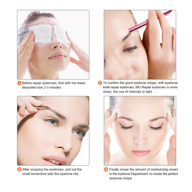 Eyebrow Trimmer, Completely Stainless Steel Eyebrow Razor Shaper for Men and Women, Grooming Shavers(10 pcs/box)