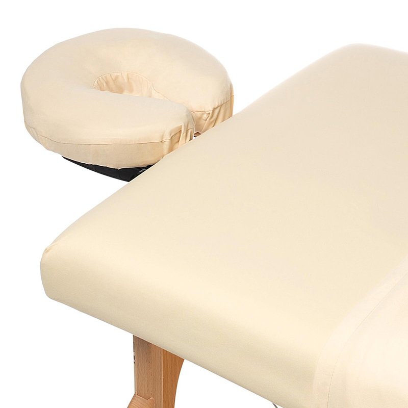Saloniture 3-Piece Microfiber Massage Table Sheet Set - Premium Facial Bed Cover - Includes Flat and Fitted Sheets with Face Cradle Cover - Natural