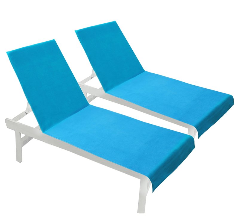 COTTON CRAFT Pool Lounge Chair Cover - 2 Pack Euro Spa Waffle Weave Chaise Lounge Cover - 100% Cotton Ringspun Terry Towel - Beach Chair Cover - Oversized 32 in W x 82 in Length x 7 in Pocket – Aqua
