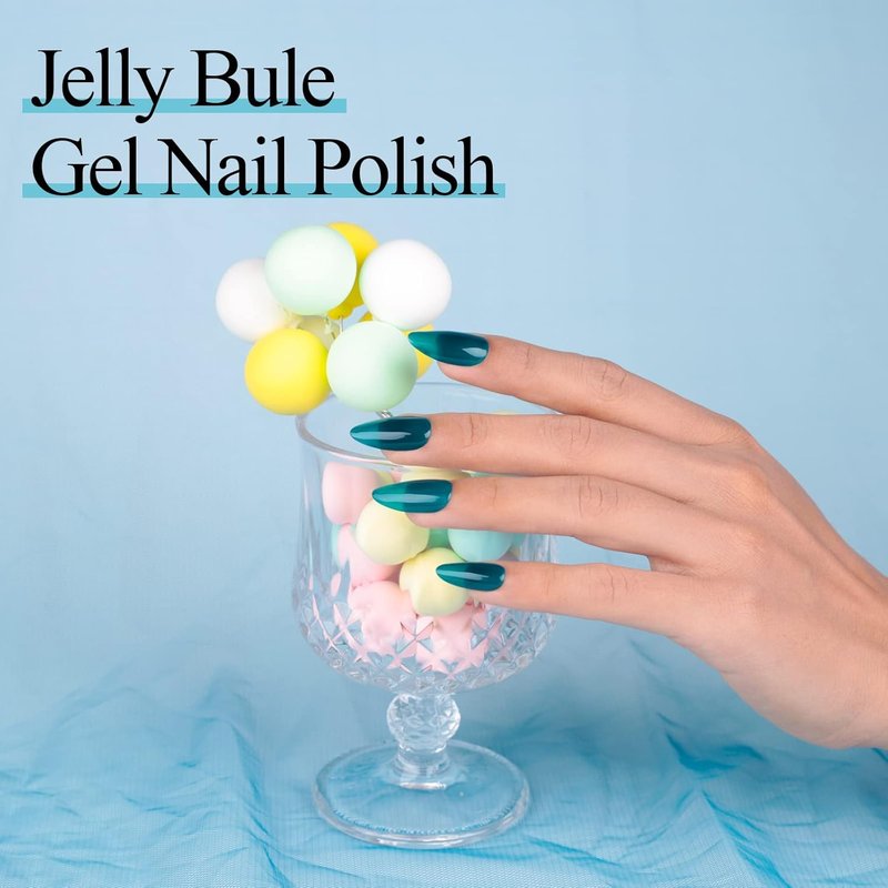 Skiennix Aegean Blue Gel Nail Polish - Translucent Blue Green Soak Off | 0.5 fl oz for DIY Nail Art