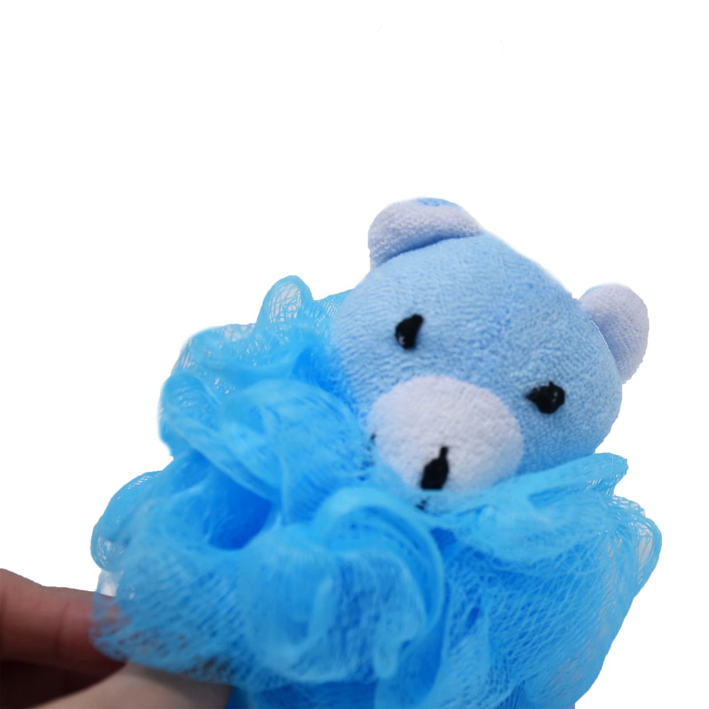 Cute Unicorn Kids Bath Loofahs Balls for Baby Girls Boys Mesh Shower Ball Pouf Exfoliating Bath Sponge Body Cleaner Bath Accessories (Blue Bear B)
