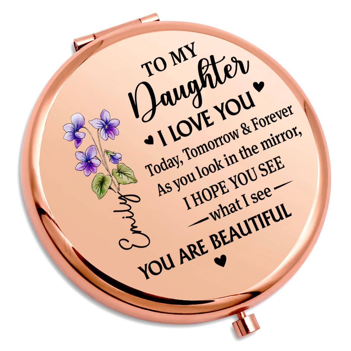 Wrappiness Compact Mirror for Daughter from Mom - You are My Greatest Blessing, Personalized Birth Flower Mirror, Meaningful Gift for Teen or Adult Daughter, Elegant Keepsake on Birthdays