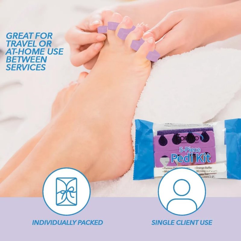 ForPro 5-Piece Pedicure Kit - Complete Set with Purple Pumice Pad, Wood Nail File & Toe Separators