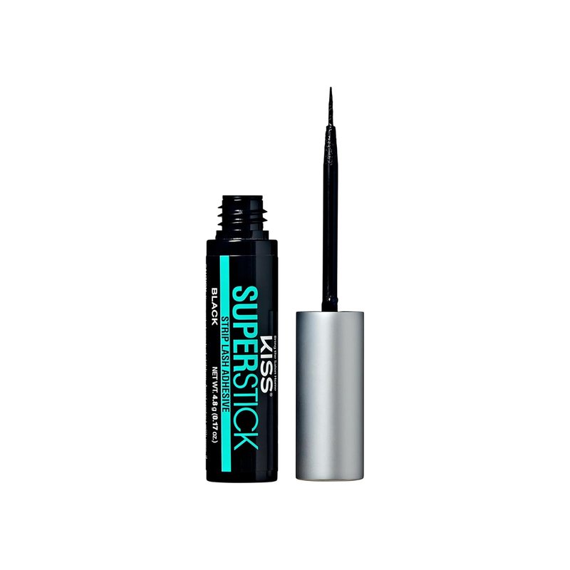 Kiss SuperStick Lash Adhesive - 5-Day Wear, Quick Drying, Witch Hazel & Cactus Extract | 4.8g Black