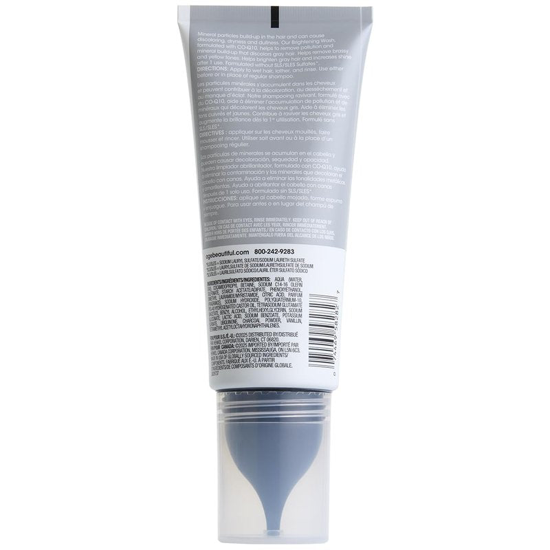 AGE Beautiful Brightening Wash Shampoo - Silver & Gray Hair Care with CoQ10 & Charcoal | Sulfate-Free, Color-Safe Formula