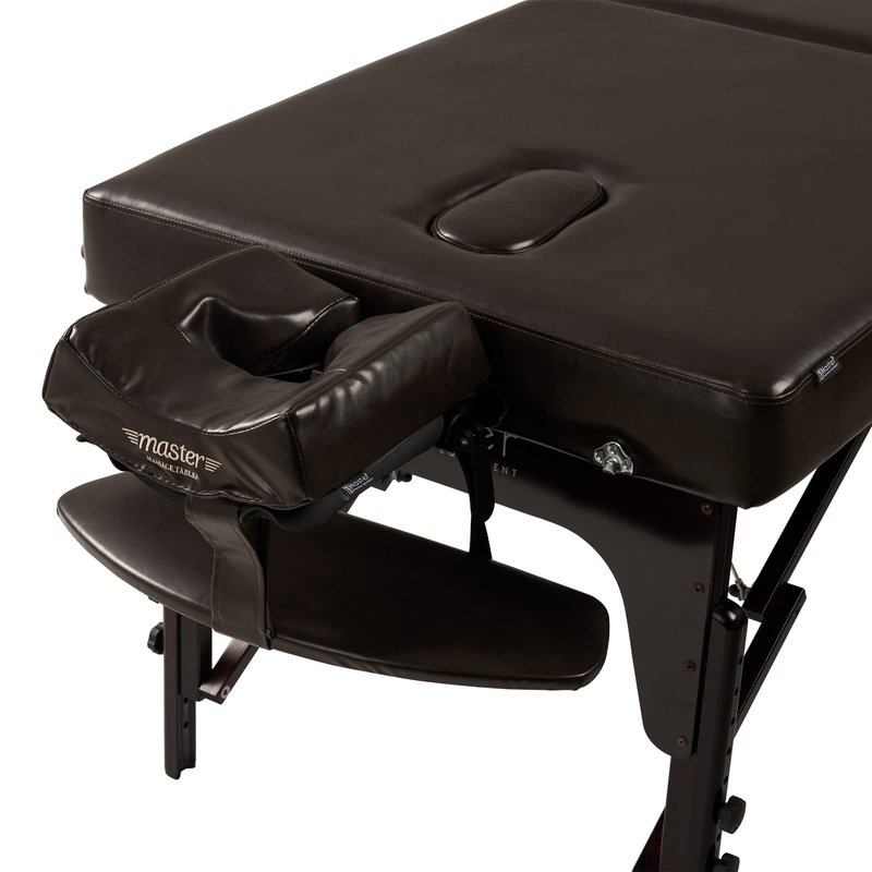 Master Supreme 31" Extra Wide Portable Massage Table – 3" Memory Foam Spa Bed, Professional Facial & Beauty Salon Table, Easy Setup, PU Leather Upholstery, Coffee Brown