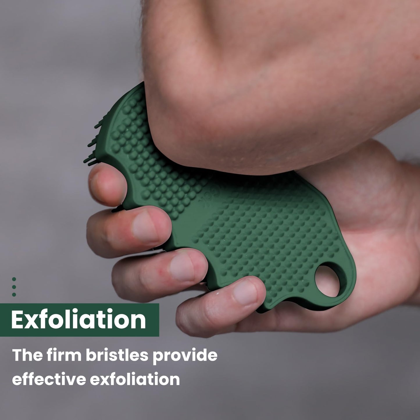 iTokGok Silicone Body Scrubber Silver-Infused Dual-Sided 3-in-1 for Shower, Body Cleaning+Massage+Exfoliator Body Brush Buffer for Men and Women, Silicone Loofah, Non-Slip Handle (Midnight Green)