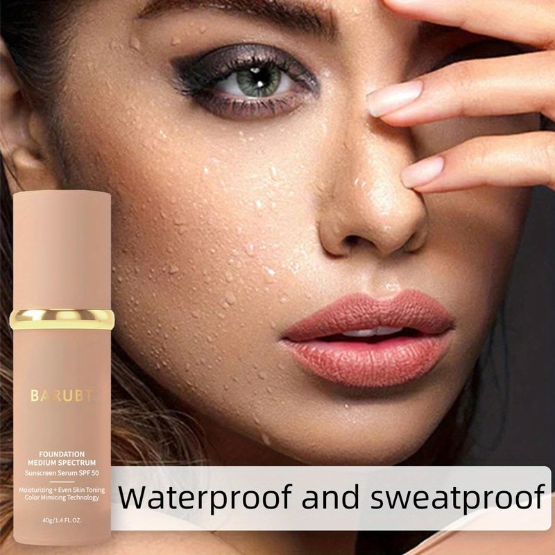 BARUBT 4 in 1 Color Changing Foundation with SPF 50 - Moisturizing Medium-Full Coverage Concealer, Medium Spectrum Foundation Cream, Long-Lasting Lightweight Makeup Liquid