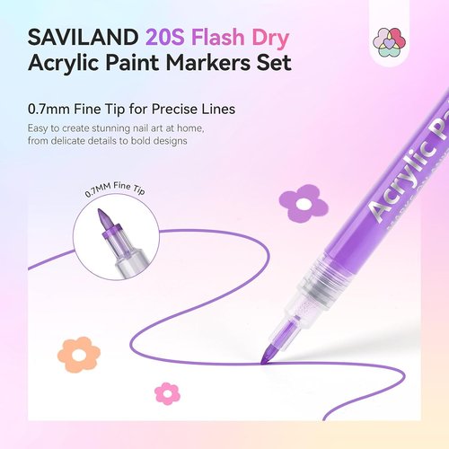 Saviland 12 Colors Nail Art Pens Set - 3D Nail Polish Pens Acrylic Paint Pens Nail Markers for Nail Art Drawing Painting Nail Point Dotting Liner Pen Manicure Tools Nail Design Kit Home Nail Salon DIY