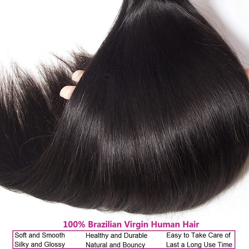 30-Inch 10A Straight Human Hair Bundle - 100% Unprocessed Brazilian Virgin Weave