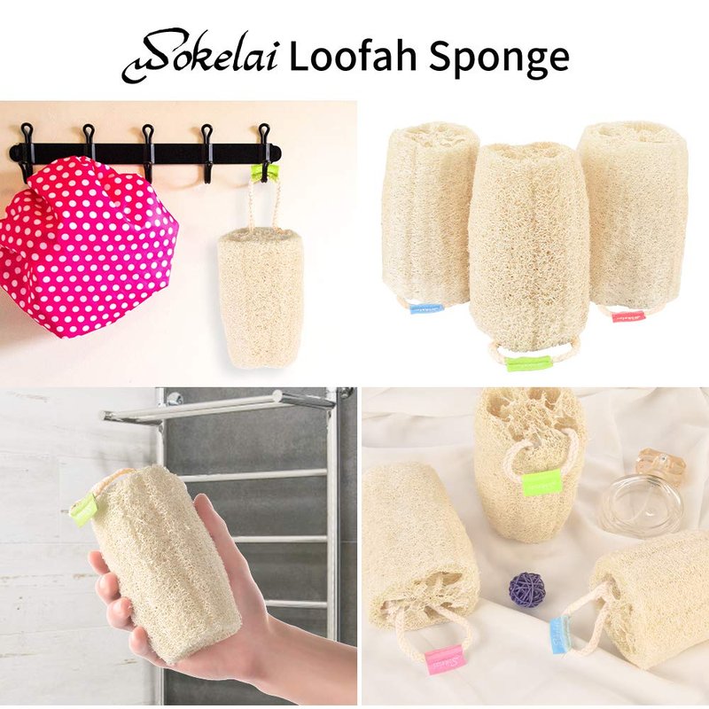 Natural Loofah Sponge - Exfoliating Body Scrubber for Shower Scrubbing, Organic Luffa Sponges, Egyptian Real Loofa, Bath Shower Puff for Bathing, Spa, Massaging Daily Skin Cleansing Care
