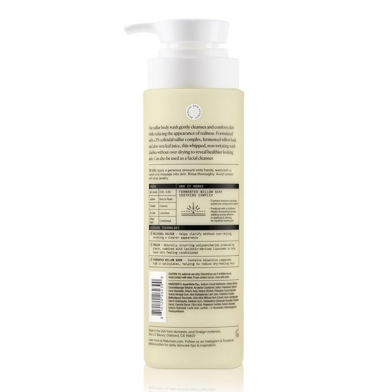 Naturium Body Wash - Clarifying Skincare with Sulfur & Aloe Vera | 500 mL / 16.9 fl oz
