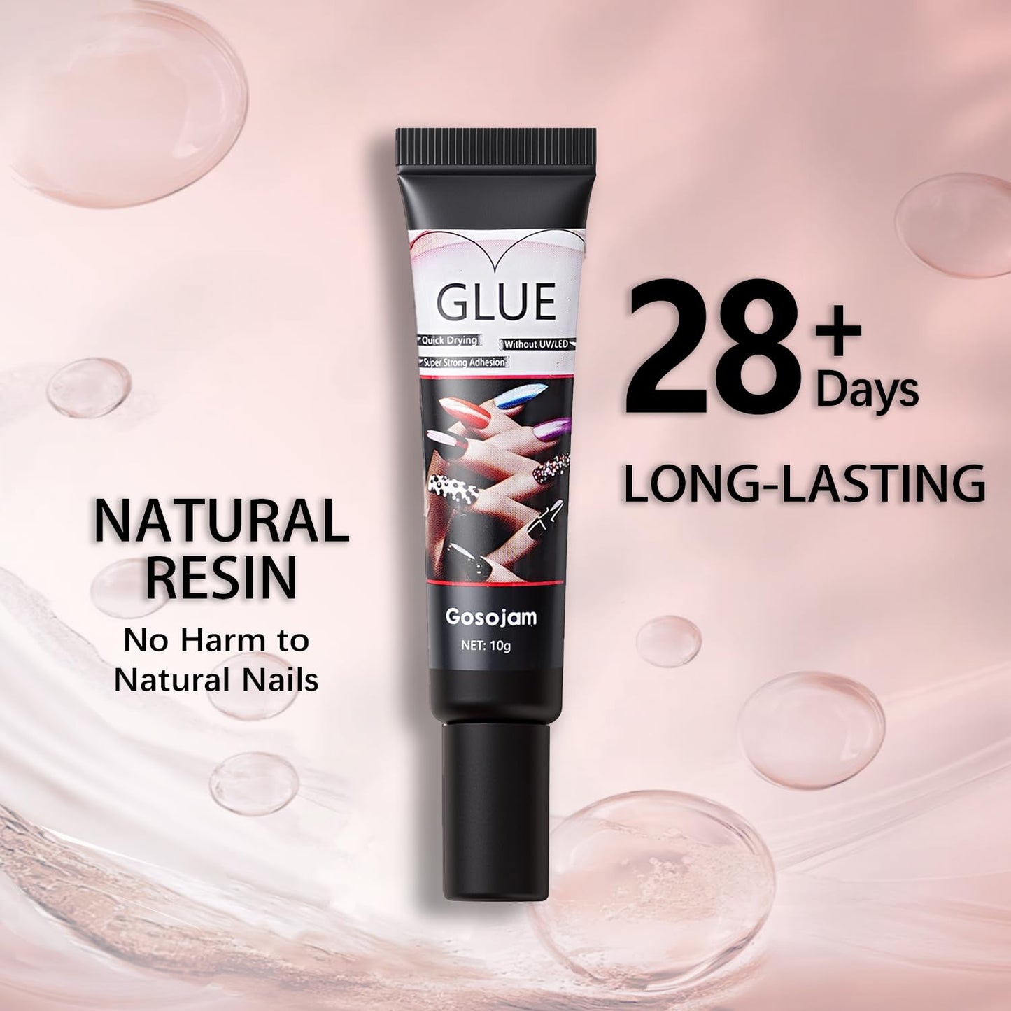 Super Strong Nail Glue for Acrylic Press-On Nails - No UV Light Needed, Fast-Drying, Professional Durable & Water-Resistant Nails Glue, Long-Lasting Semi-Solid