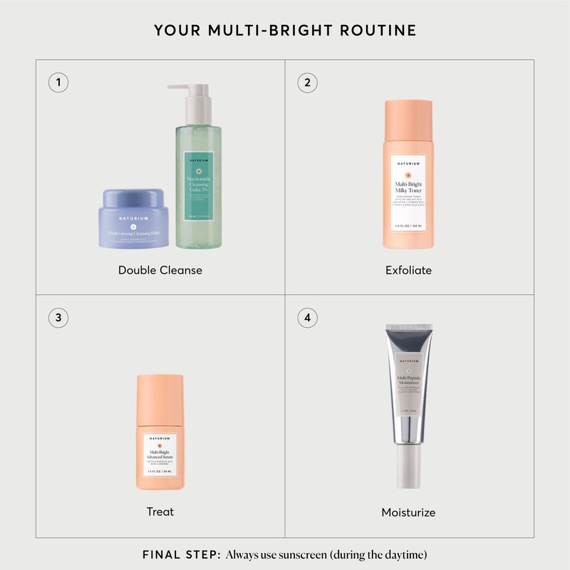 Naturium Multi-Bright Advanced Serum, Exfoliating Skincare for Radiant Glow with L-Arginine, Lactic & Glycolic Acid, 30 mL / 1.0 fl oz