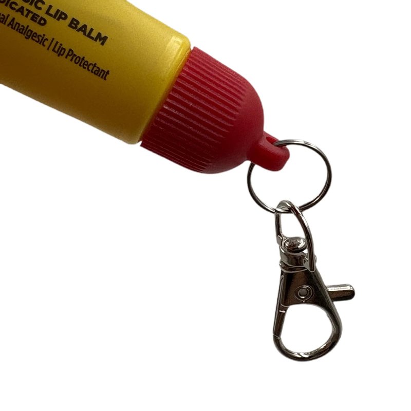 4 Pcs Keychain Cap for Carmex Classic Lip Balm 0.35 oz, Portable Holder Keychain Cap Lip Repair Tubes Red White
