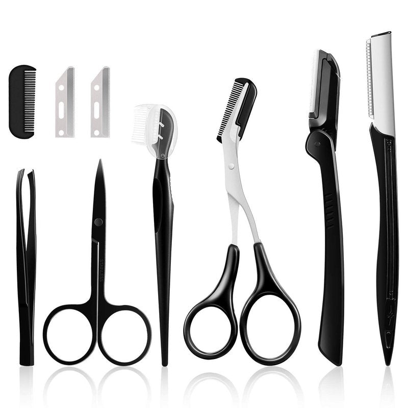 Eyebrow Kit, Multipurpose Exfoliating Dermaplaning Tool Face kits for Women Girl, Eyebrow Grooming Set (9 in 1)