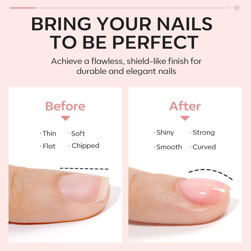 Builder Nail Gel - 8-In-One Nude Pink Acid-Free Formula | Thickening Apex Finish, 10ml for Home DIY Salon