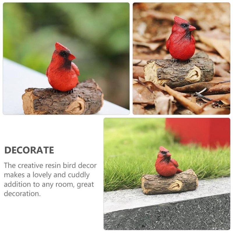 Scicalife Cardinal Garden Decor Red Bird Resin Ornament Hanging on Tree Outdoor Lawn Decorations Hand-Painted Bird Sculpture for Patio and Yard