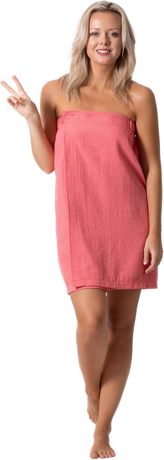 Turkish Linen Women's Waffle Spa Body Wrap - Adjustable Closure for Comfort