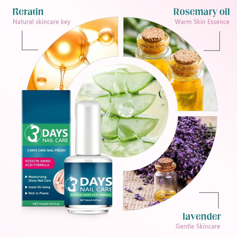 3 Days Nail Care Oil with Keratin, 2026 New Keratin Nail Strengthener, Daily Use to Strengthen & Hydrate Nails with Long-Lasting Shine (1PCS)