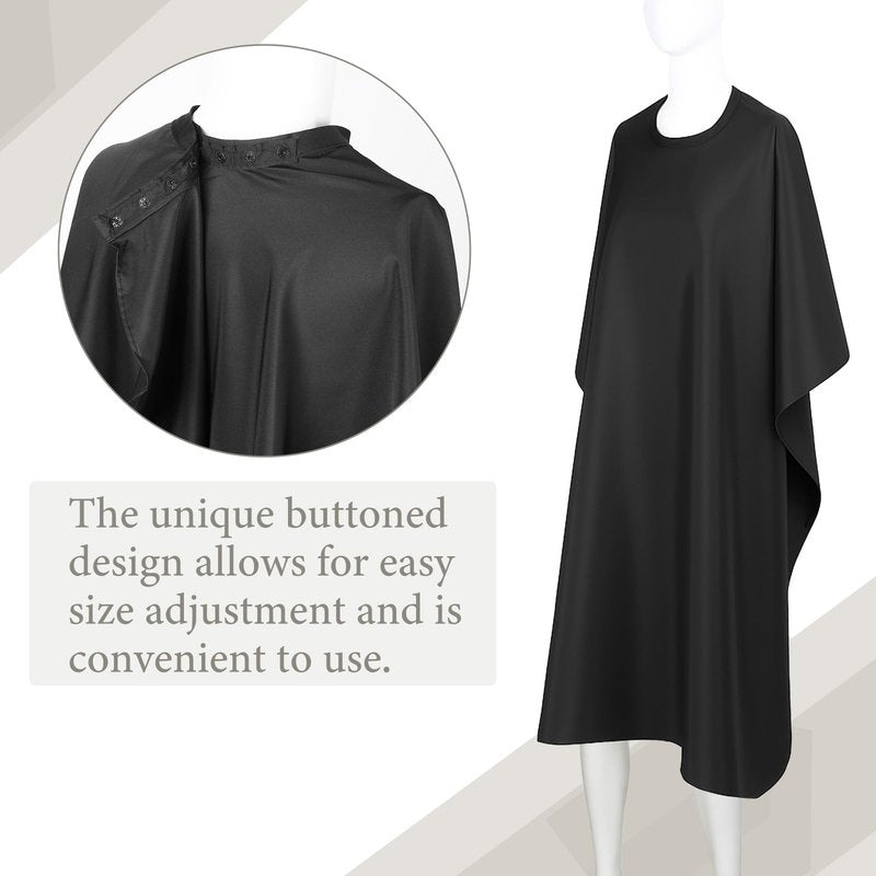 Exclaith 6 Pack Black Waterproof Hair Salon Cape Large Hair Cutting Salon Cape with Metal Snap Closure Haircut Apron for Women Men Hairstylists,Black