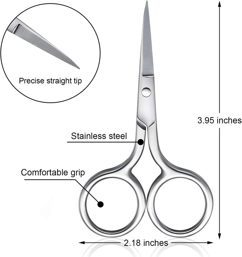 Mudder Mini Nose Scissors - Stainless Steel Facial Hair Trimming Scissors for Eyebrows, Mustache & Beard | 3 Pack
