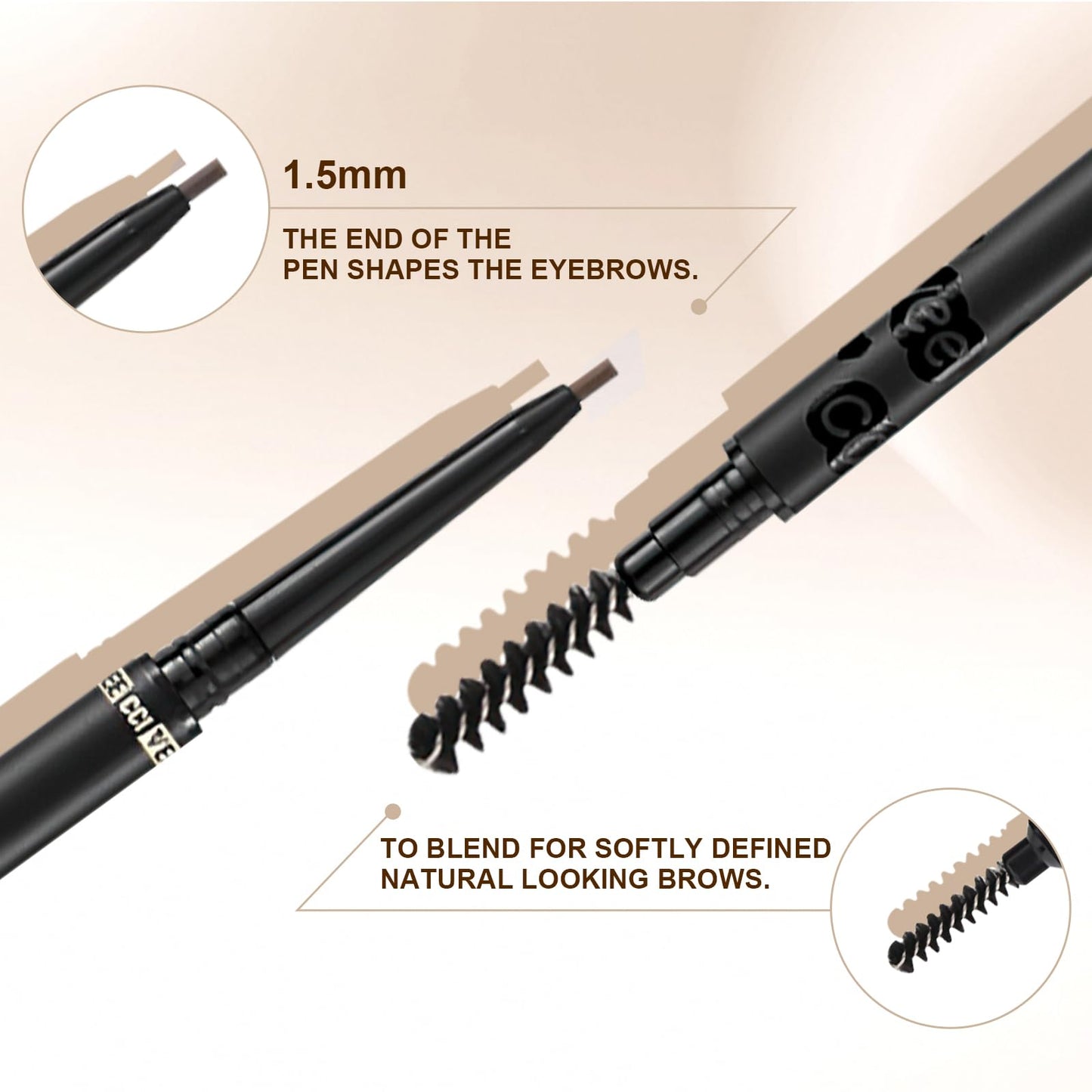 YiGuMy Eyebrow Pencil, Retractable Definer with Dual Brush, Ultra-Fine Tip for Precise Brow Makeup, Waterproof Gel Formula, Natural Hair-Like Strokes, Enhance Beauty (Brown, Ultra)
