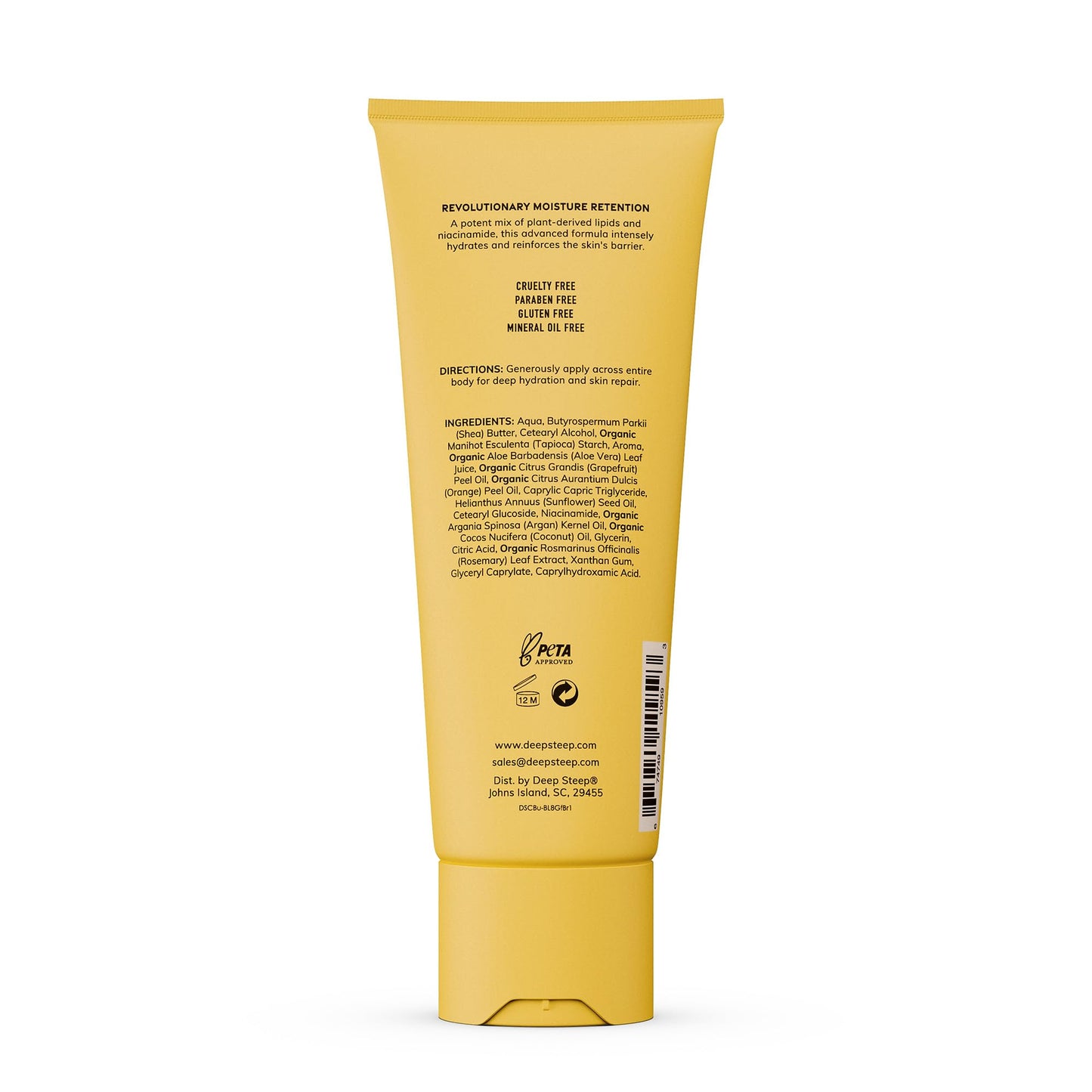 Deep Steep Body Lotion, Grapefruit Bergamot, 8 oz – Moisturizer with Coconut Oil, Shea Butter, Argan Oil, Aloe Vera & Niacinamide – Vegan, Clean Beauty, Daily Skin Hydration