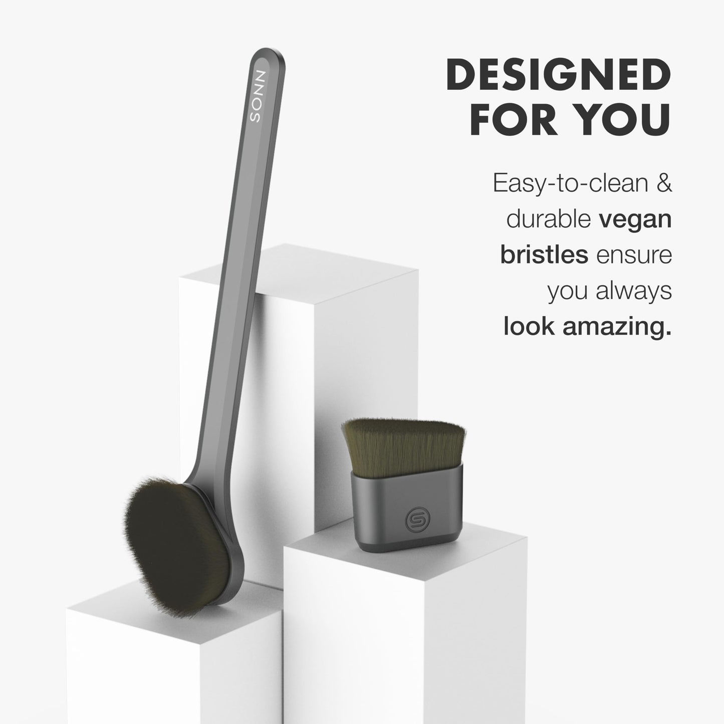 SONN Self Tanner Brushes - Body and Face Kabuki Brush Applicator for Fake Tan, Lotion, Makeup, and Sunscreen, Back Applicator for Sunless Tanner and cream (Body Brush)