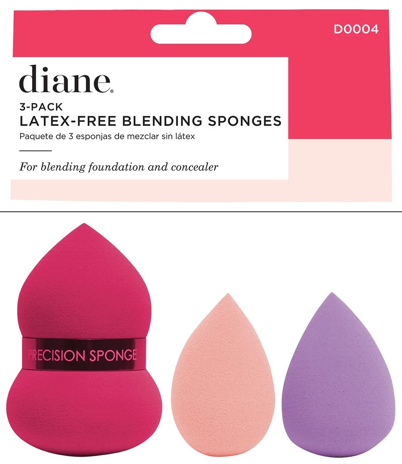 Diane D0004 Makeup Blending Sponges - Latex-Free, 3 Pack for Flawless Application