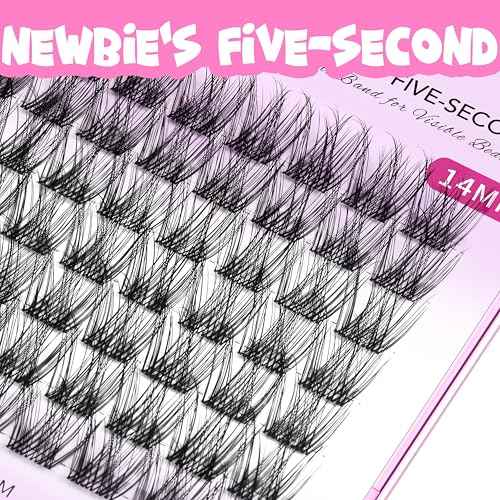 VEYESBEAUTY Lash Clusters Individual Eyelash Extensions Thin & Invisible Band DIY False Eyelashes for Self-application Newbie's Five-Second Series Wispy Lash Tray, LuxeBold 12mm Single Length