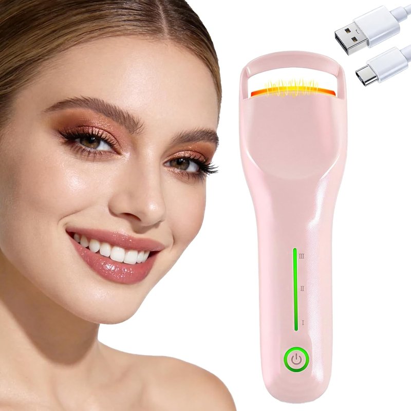 Skiennix Heated Eyelash Curler - 3 Heat Levels, Fast 8s Heating, USB-C Rechargeable, Anti-Burn Pad | Pink